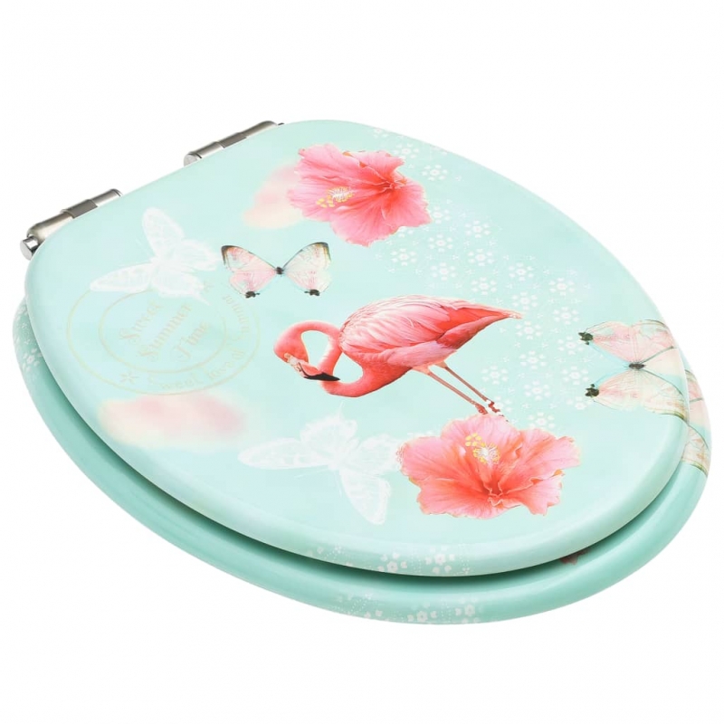 Toilettensitz mit Soft-Close-Deckel MDF Flamingo-Design