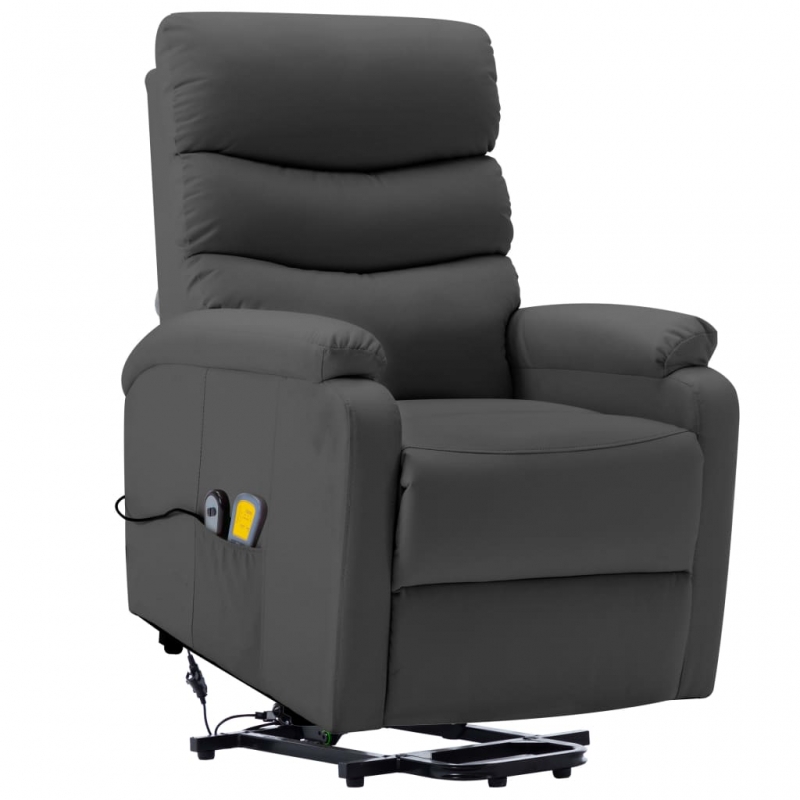 Massagesessel mit Aufstehhilfe Anthrazit Kunstleder