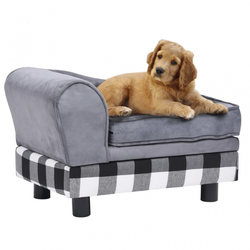 Hundesofa Grau 57x34x36 cm Plüsch