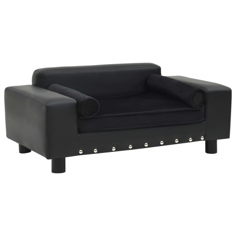 Hundesofa Schwarz 81x43x31 cm Plüsch und Kunstleder