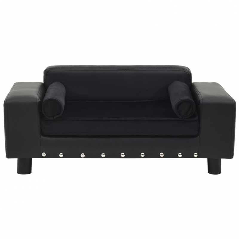 Hundesofa Schwarz 81x43x31 cm Plüsch und Kunstleder