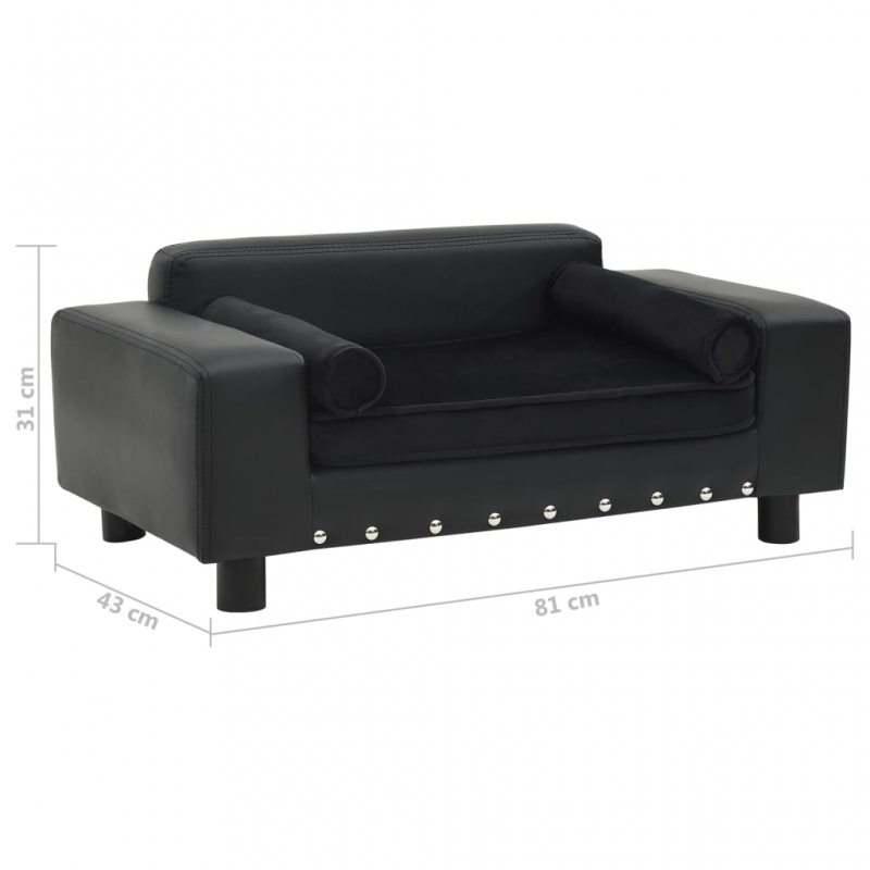 Hundesofa Schwarz 81x43x31 cm Plüsch und Kunstleder