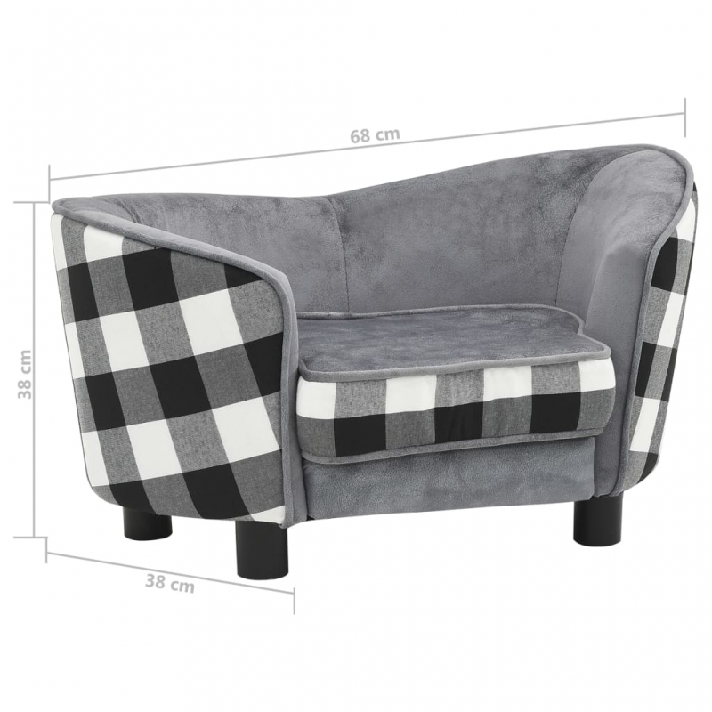Hundesofa Grau 68x38x38 cm Plüsch