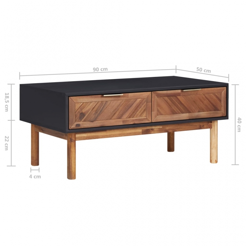 Couchtisch 90x50x40 cm Akazie Massivholz und MDF