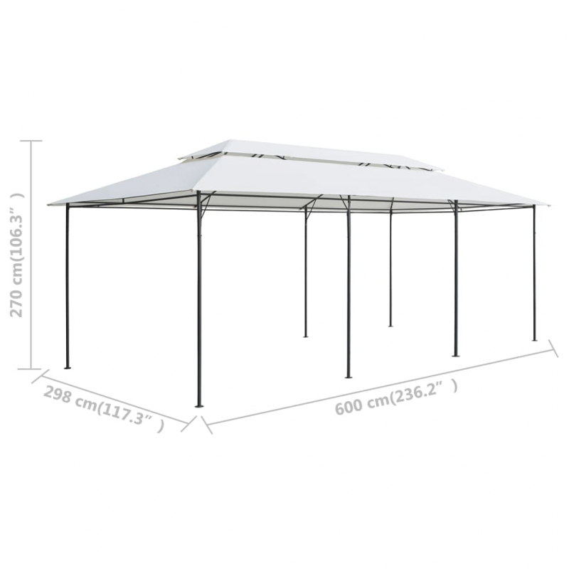 Pavillon 600x298x270 cm Weiß 180g/m²