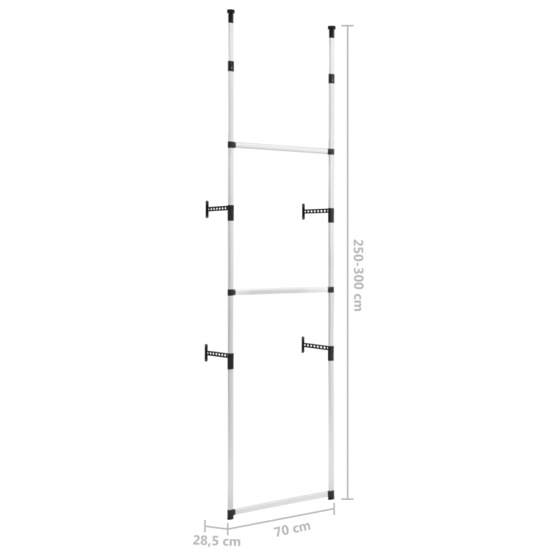 Teleskop-Garderobe mit Stangen Aluminium