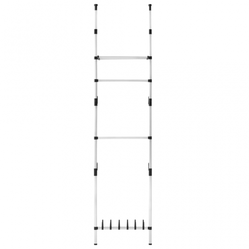 Teleskop-Garderobe mit Stangen und Regal Aluminium