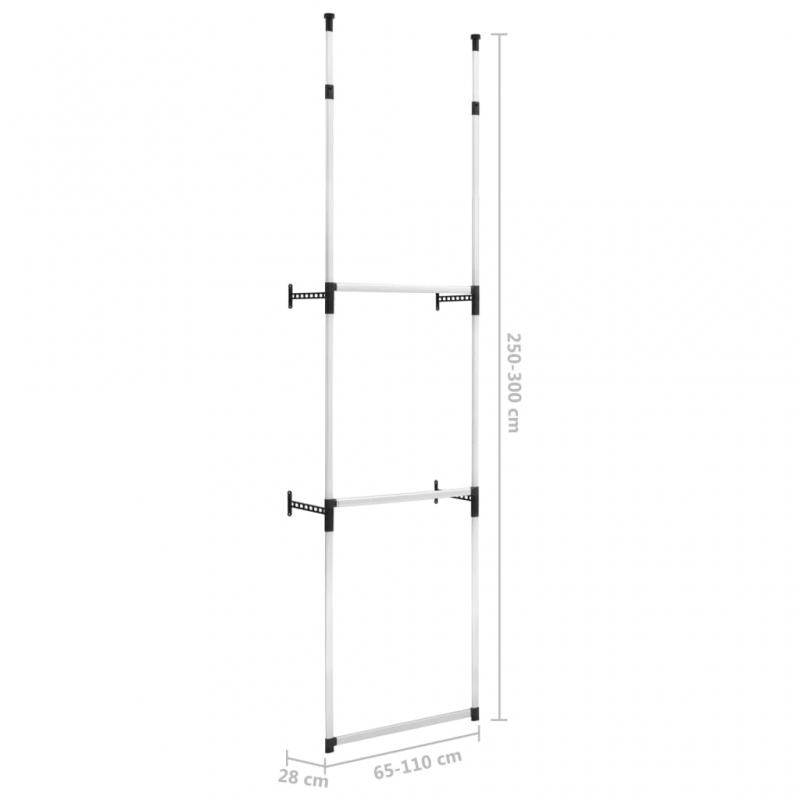 Teleskop-Garderobe mit Stangen Aluminium