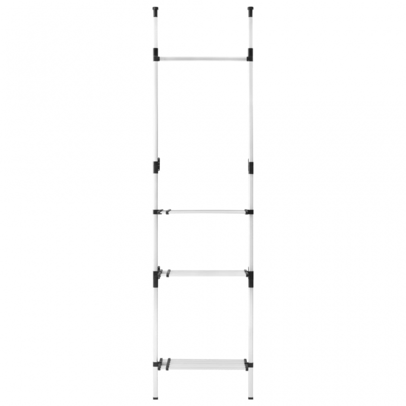 Teleskop-Garderobe mit Stangen und Regal Aluminium