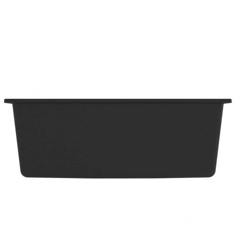 Küchenspüle mit Überlauf Schwarz Granit