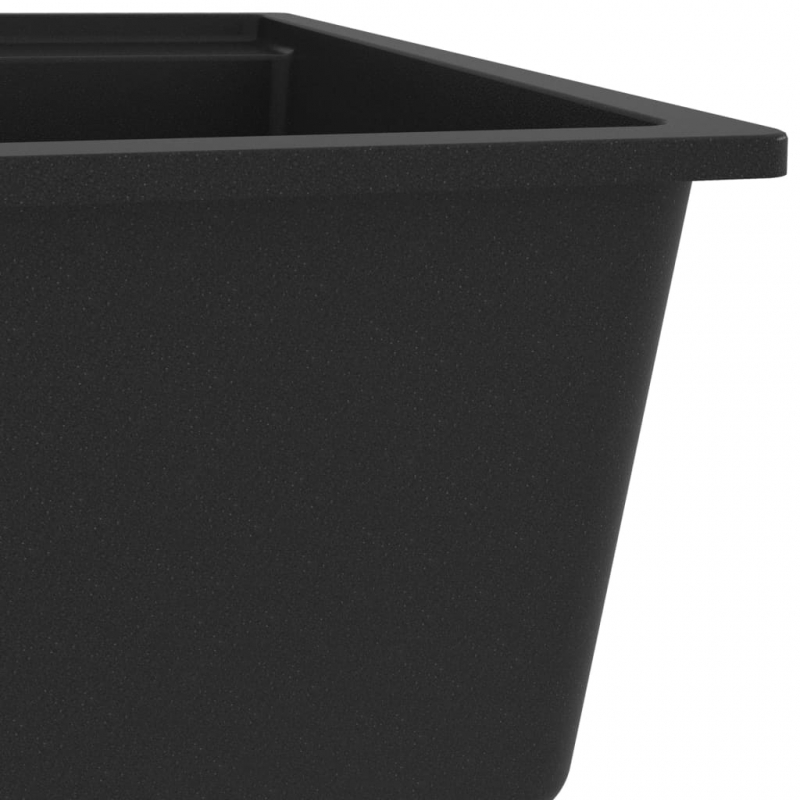 Küchenspüle mit Überlauf Schwarz Granit
