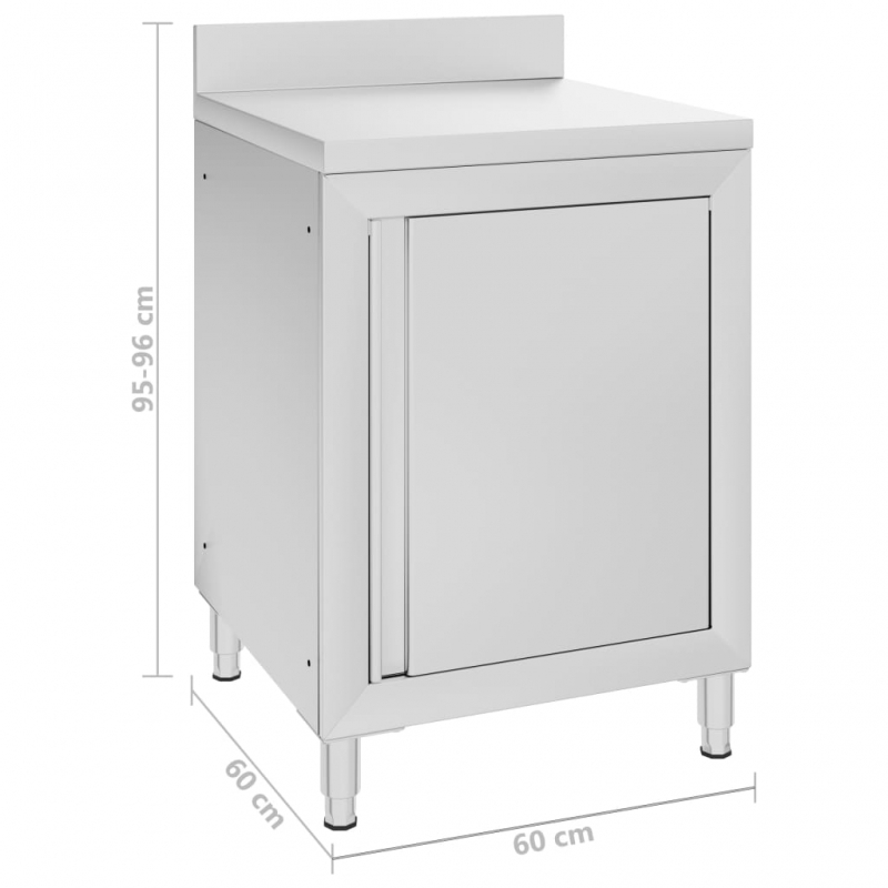 Gastro-Arbeitstisch mit Schrank 60x60x96 cm Edelstahl