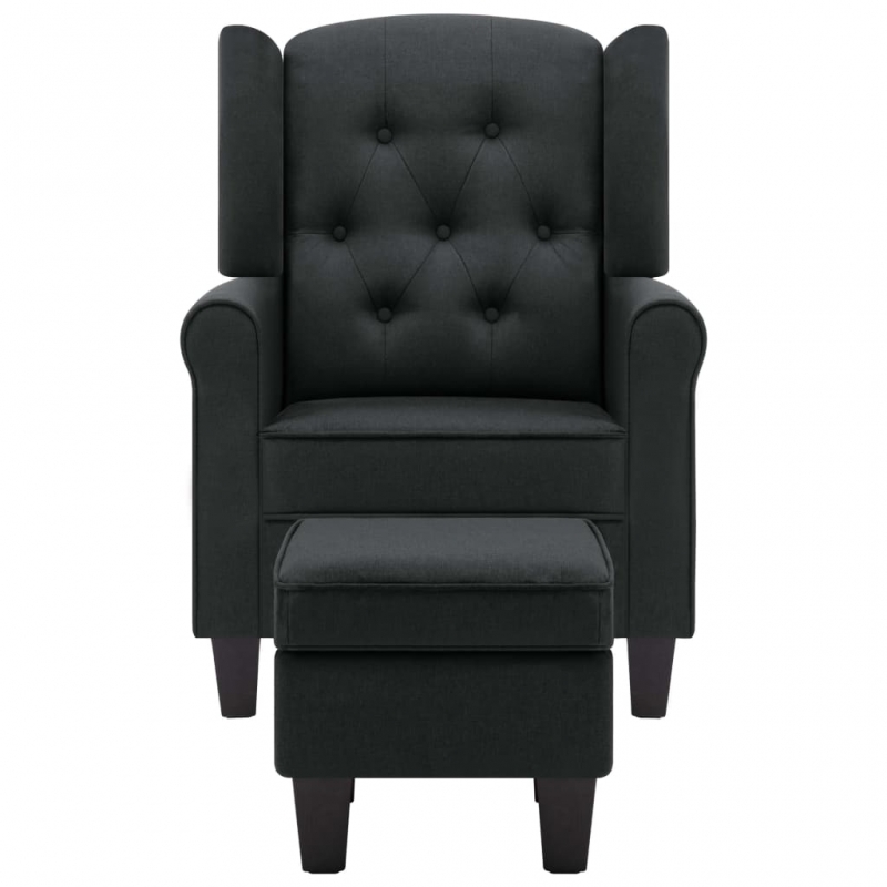 Sessel mit Fußhocker Dunkelgrau Stoff