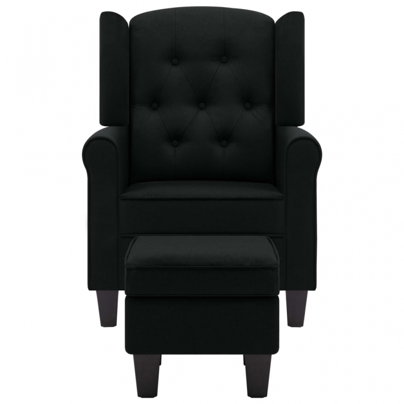 Sessel mit Fußhocker Schwarz Stoff