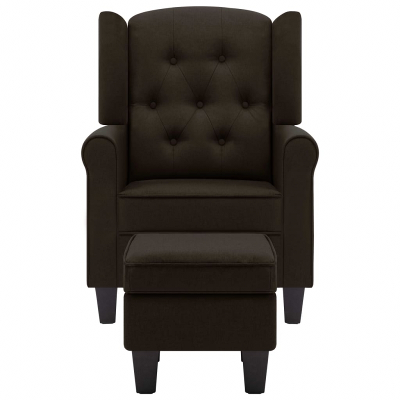 Sessel mit Fußhocker Dunkelbraun Stoff