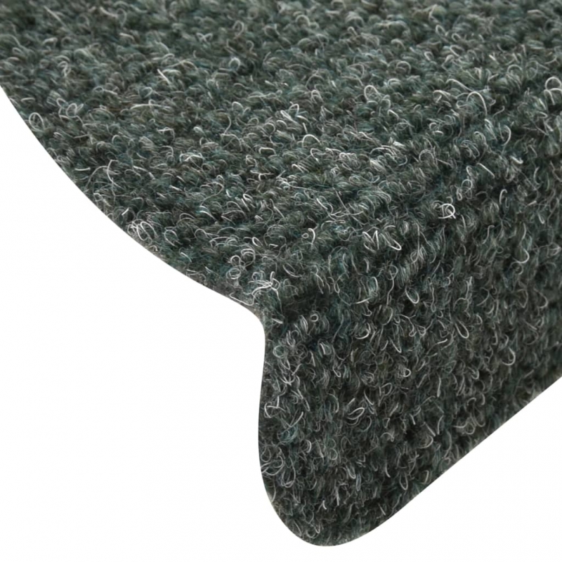 Selbstklebende Treppenmatten 15 Stk. Grün 56x17x3cm Nadelvlies