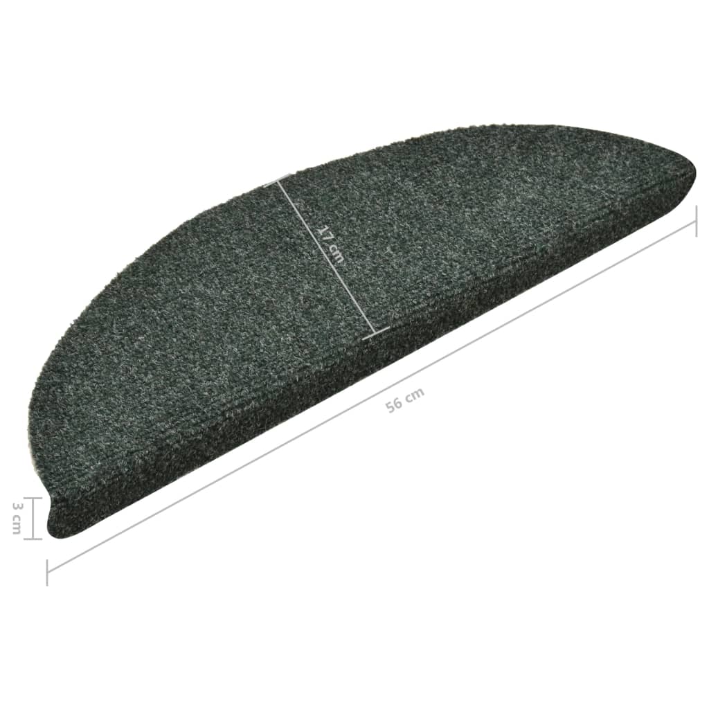 Selbstklebende Treppenmatten 15 Stk. Grün 56x17x3cm Nadelvlies
