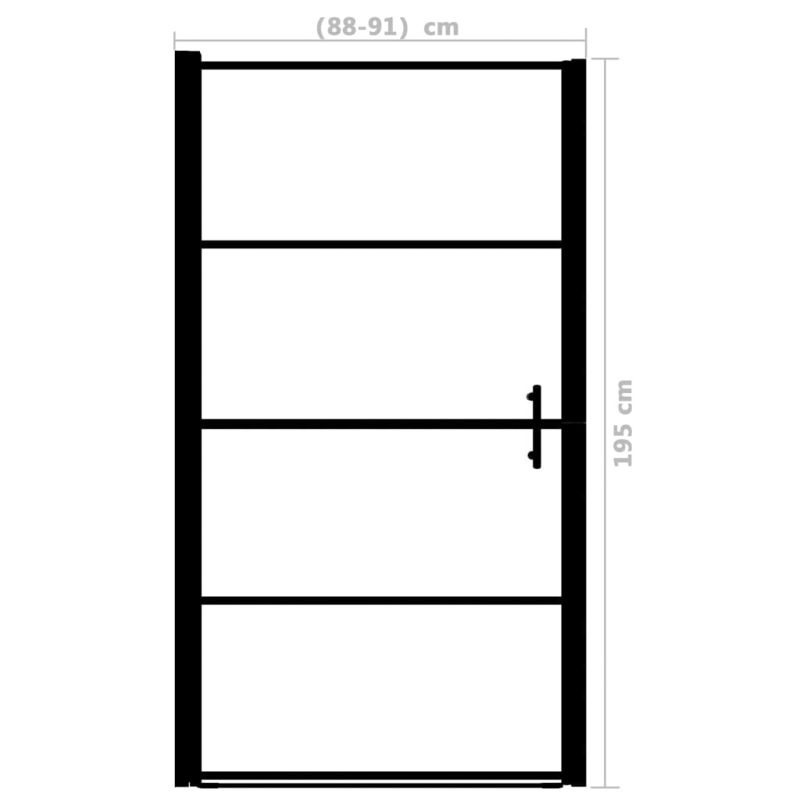 Duschtür Mattes Hartglas 91x195 cm Schwarz