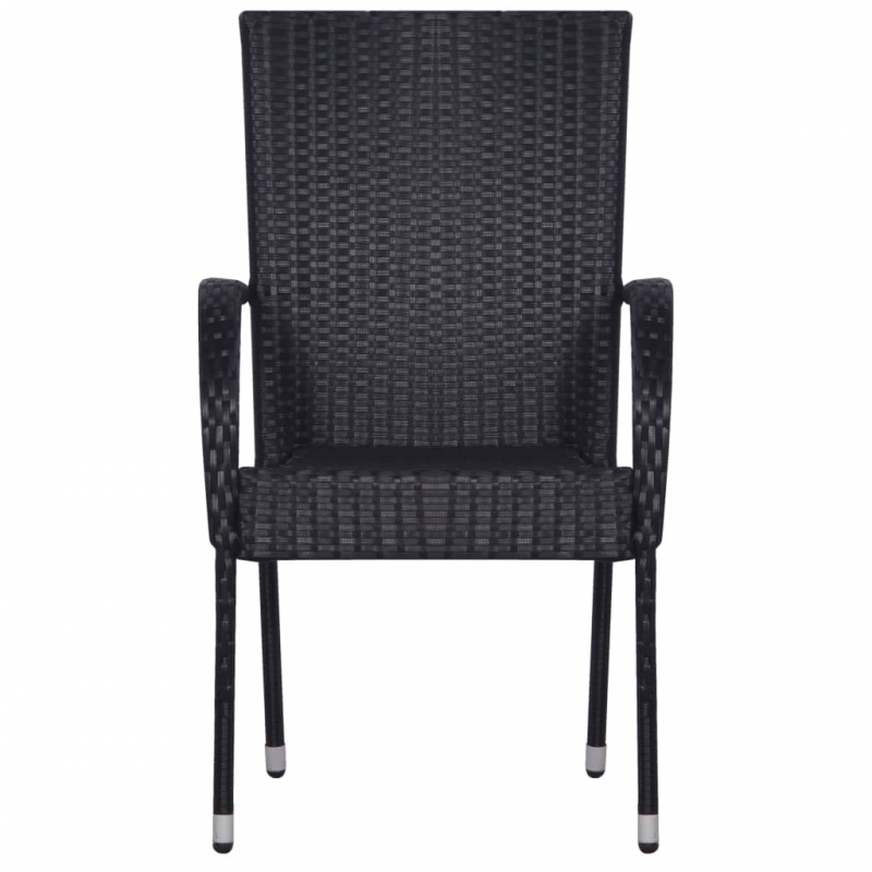 Stapelbare Gartenstühle 4 Stk. Poly Rattan Schwarz