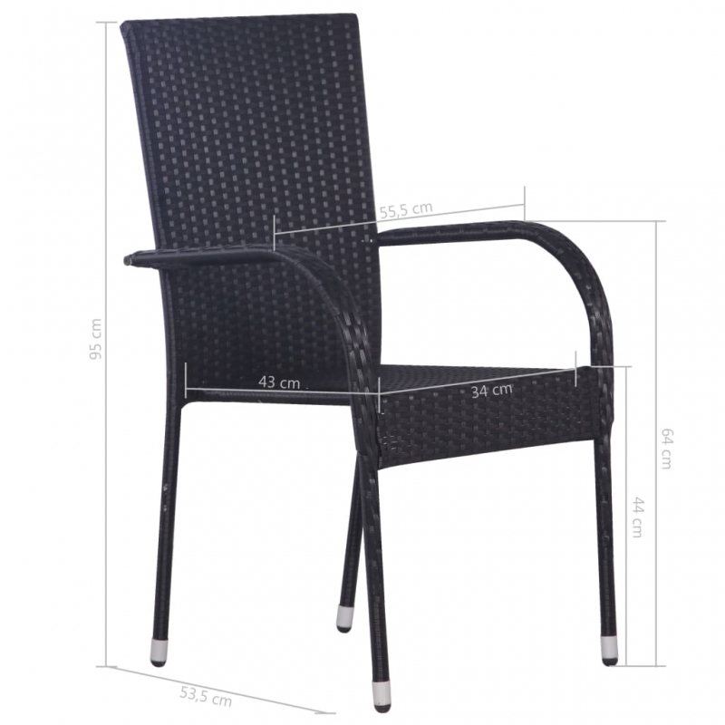 Stapelbare Gartenstühle 4 Stk. Poly Rattan Schwarz