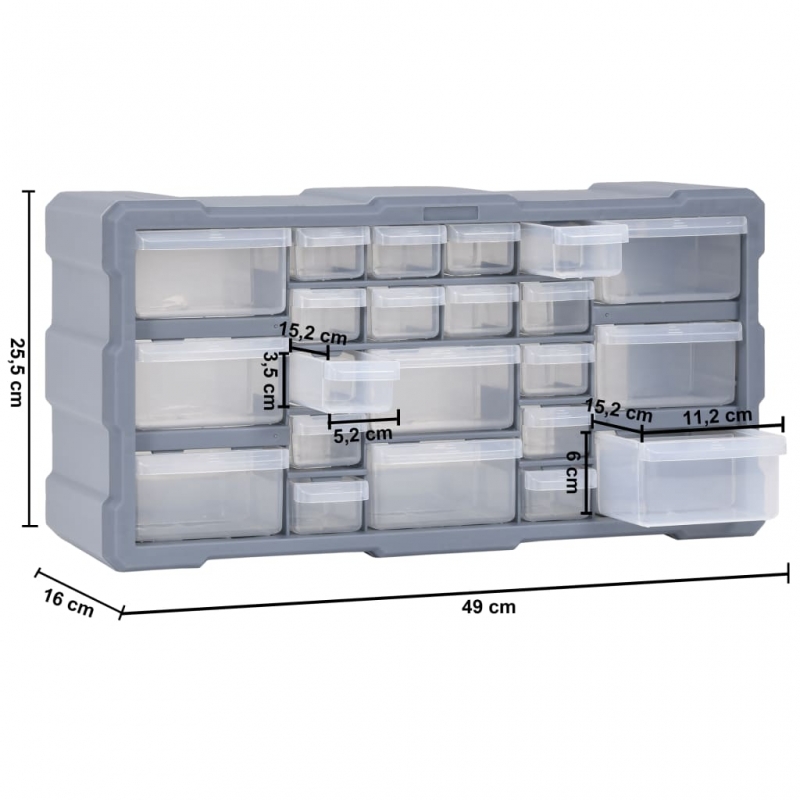 Multi-Schubladen-Organizer mit 22 Schubladen 49x16x25,5 cm