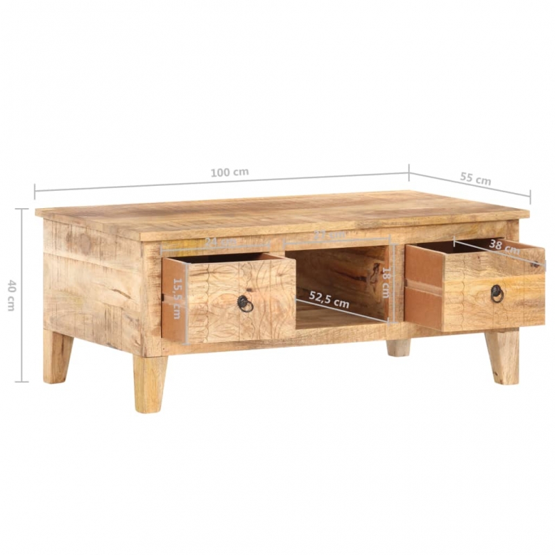 Couchtisch 100x55x40 cm Raues Mangoholz