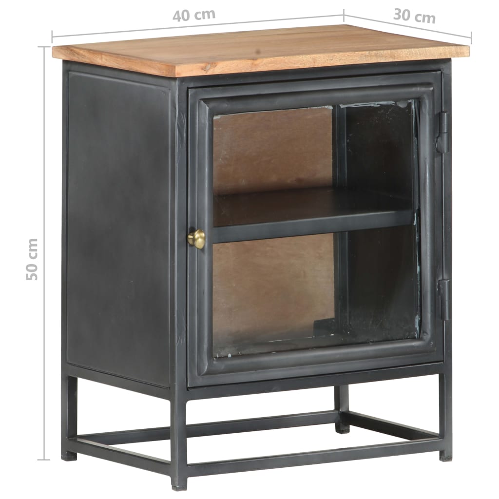 Nachttisch Grau 40x30x50 cm Massivholz Akazie