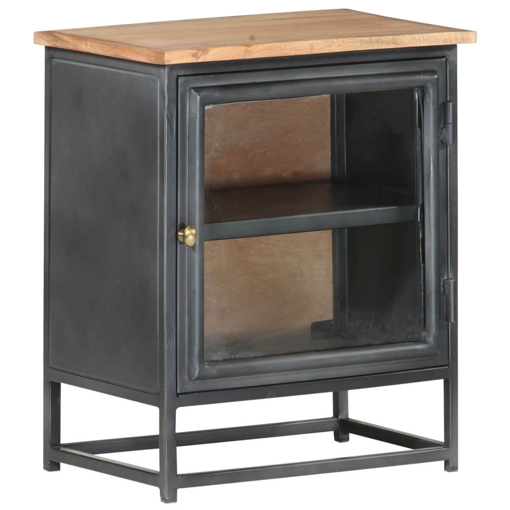 Nachttisch Grau 40x30x50 cm Massivholz Akazie