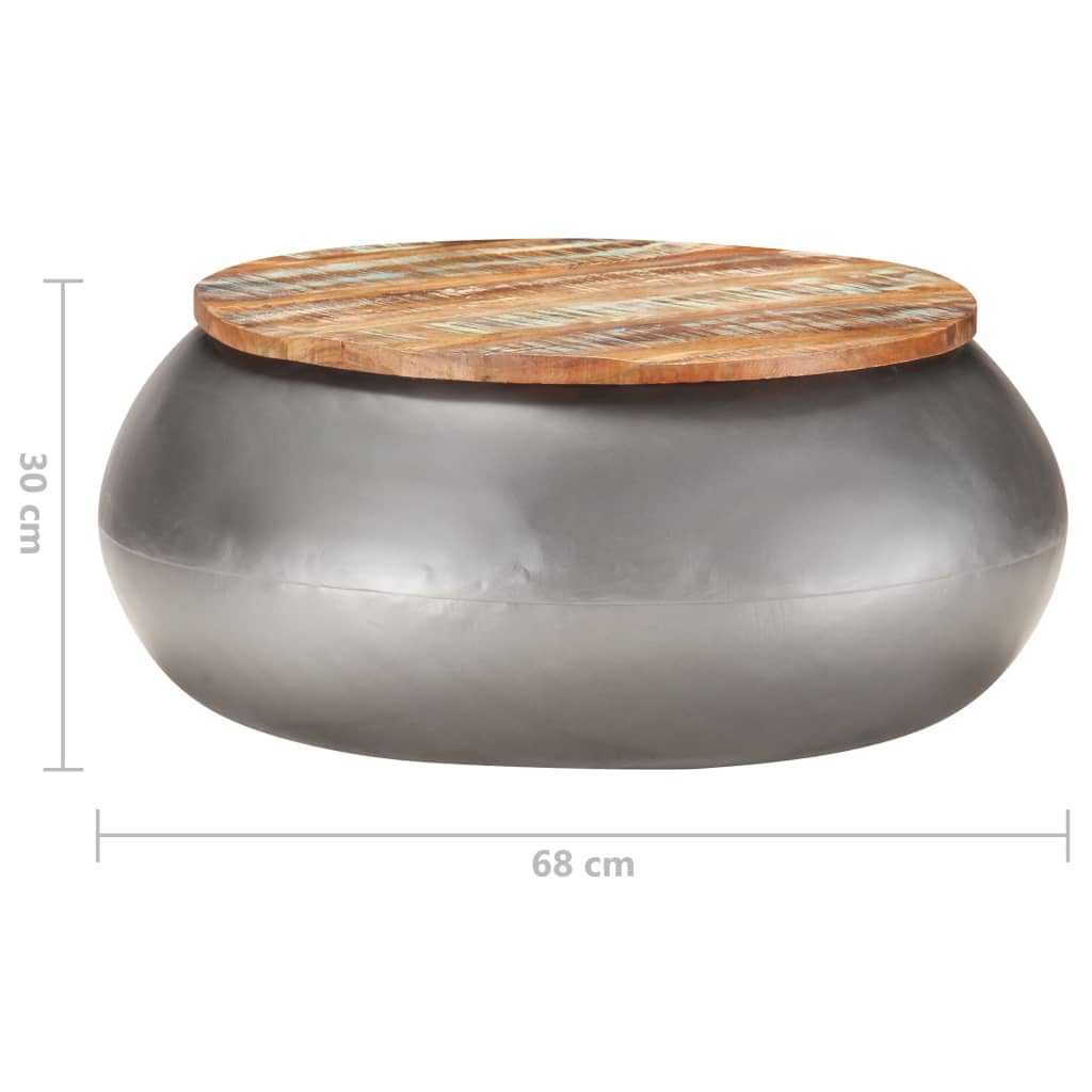 Couchtisch Grau 68x68x30 cm Recyceltes Massivholz