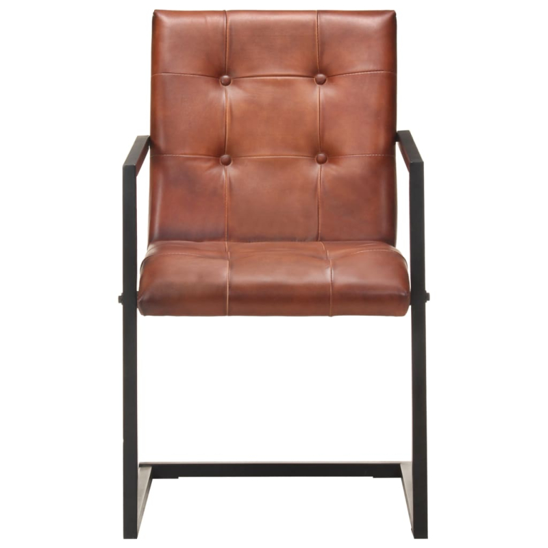 Freischwinger 2 Stk. Braun Echtleder