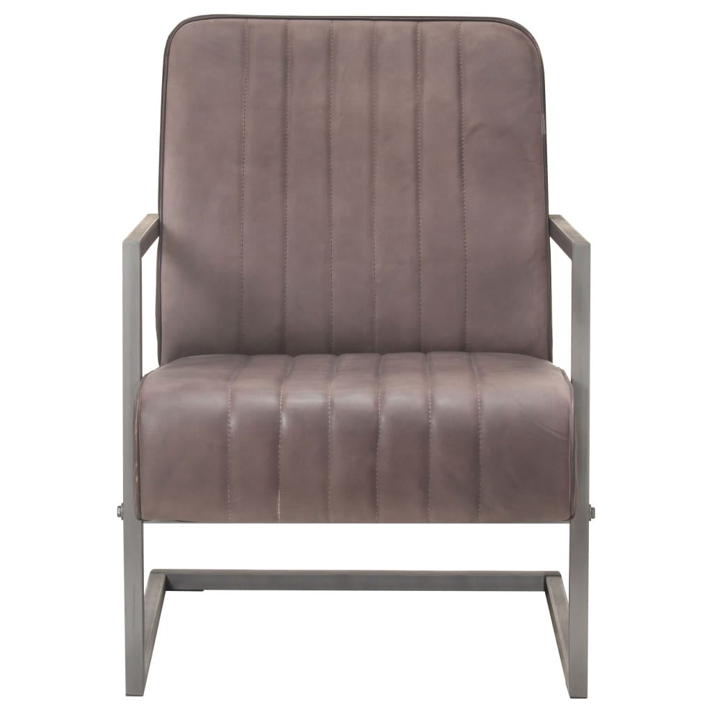 Freischwinger Sessel Distressed Braun Echtleder