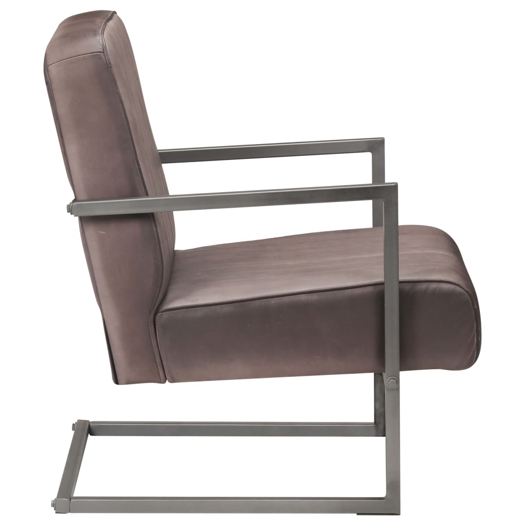 Freischwinger Sessel Distressed Braun Echtleder
