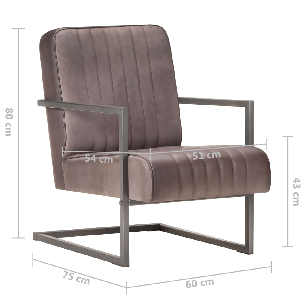 Freischwinger Sessel Distressed Braun Echtleder