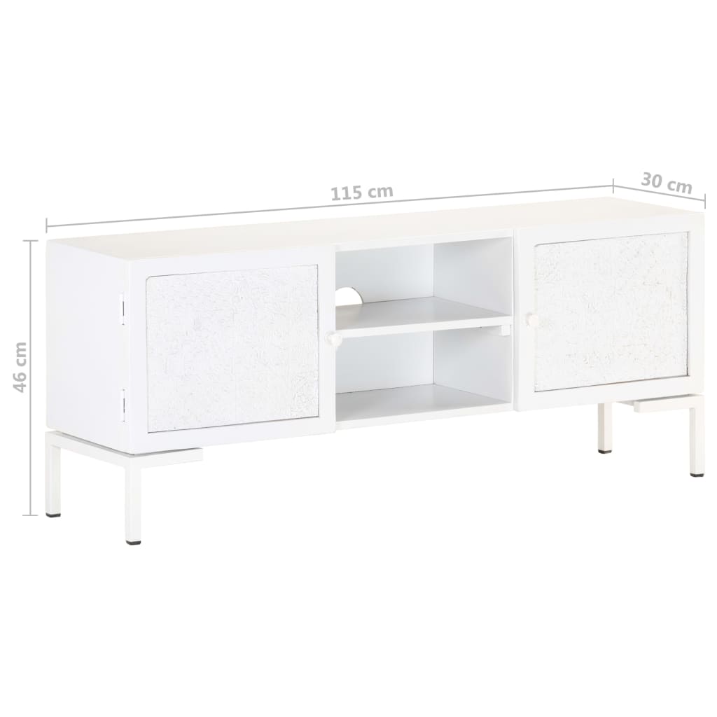 TV-Schrank Weiß 115x30x46 cm Massivholz Mango