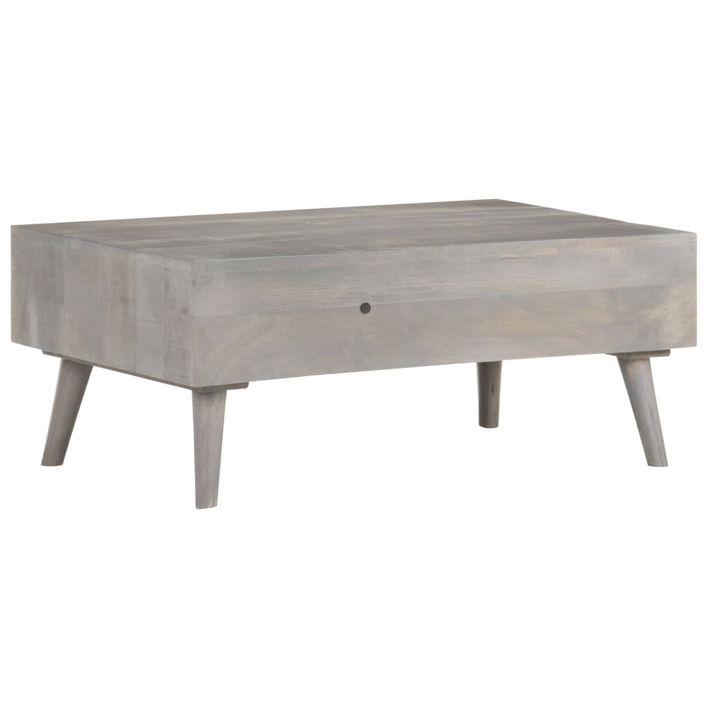Couchtisch Grau 100x60x40 cm Raues Mango-Massivholz