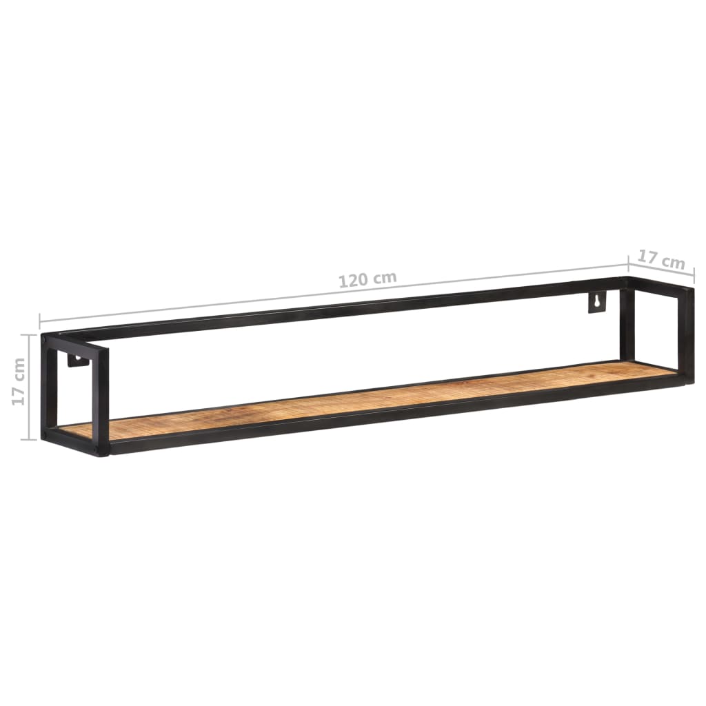 Wandregale 2 Stk. 120 cm Raues Mangoholz