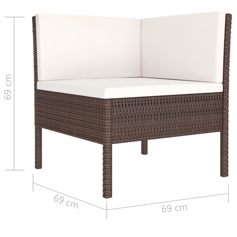 3-tlg. Garten-Lounge-Set mit Auflagen Poly Rattan Braun