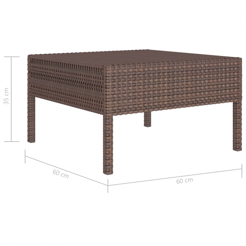3-tlg. Garten-Lounge-Set mit Auflagen Poly Rattan Braun