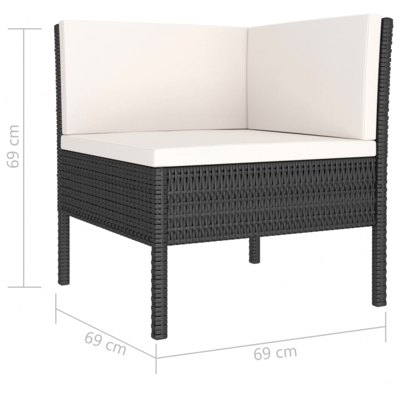 2-tlg. Garten-Lounge-Set mit Auflagen Poly Rattan Schwarz