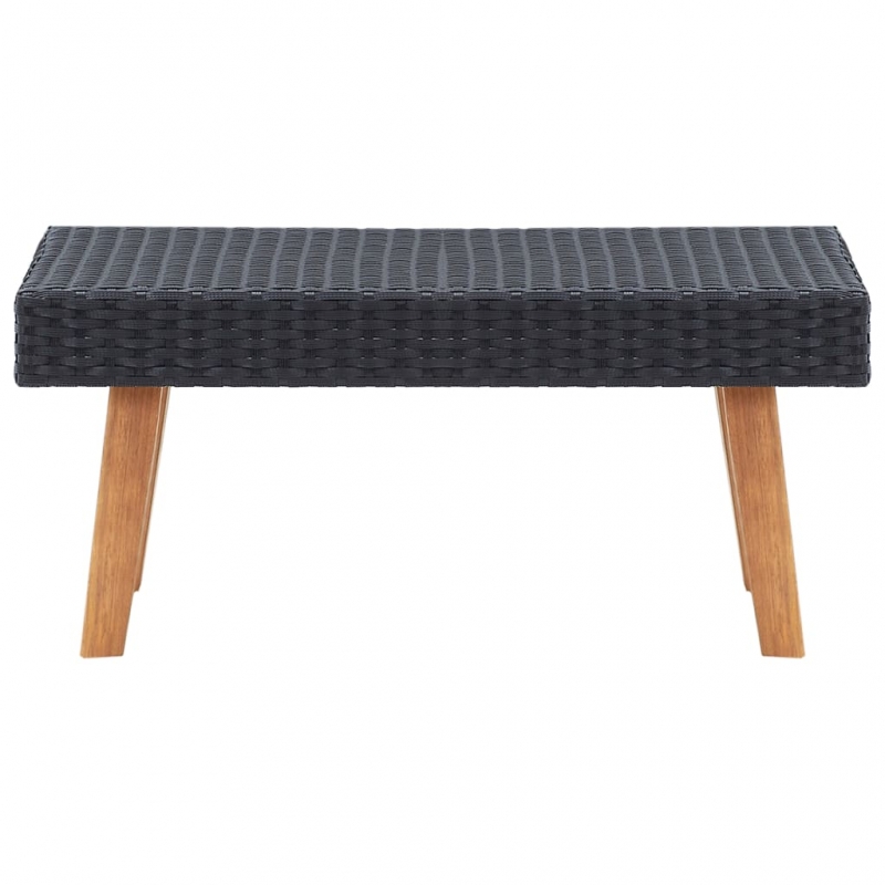 Garten-Couchtisch Poly Rattan Schwarz