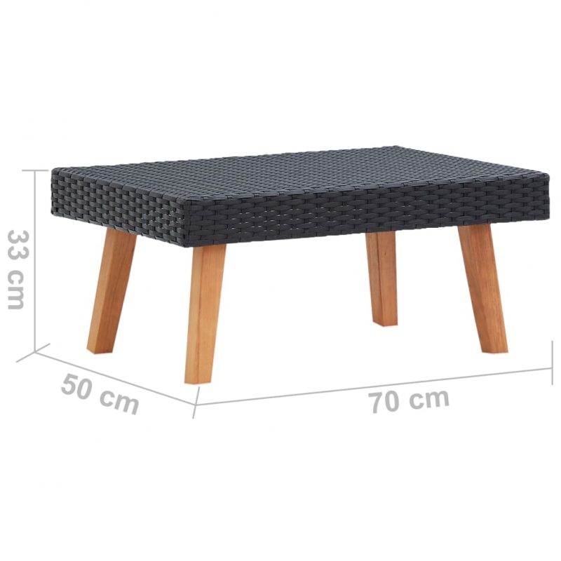 Garten-Couchtisch Poly Rattan Schwarz