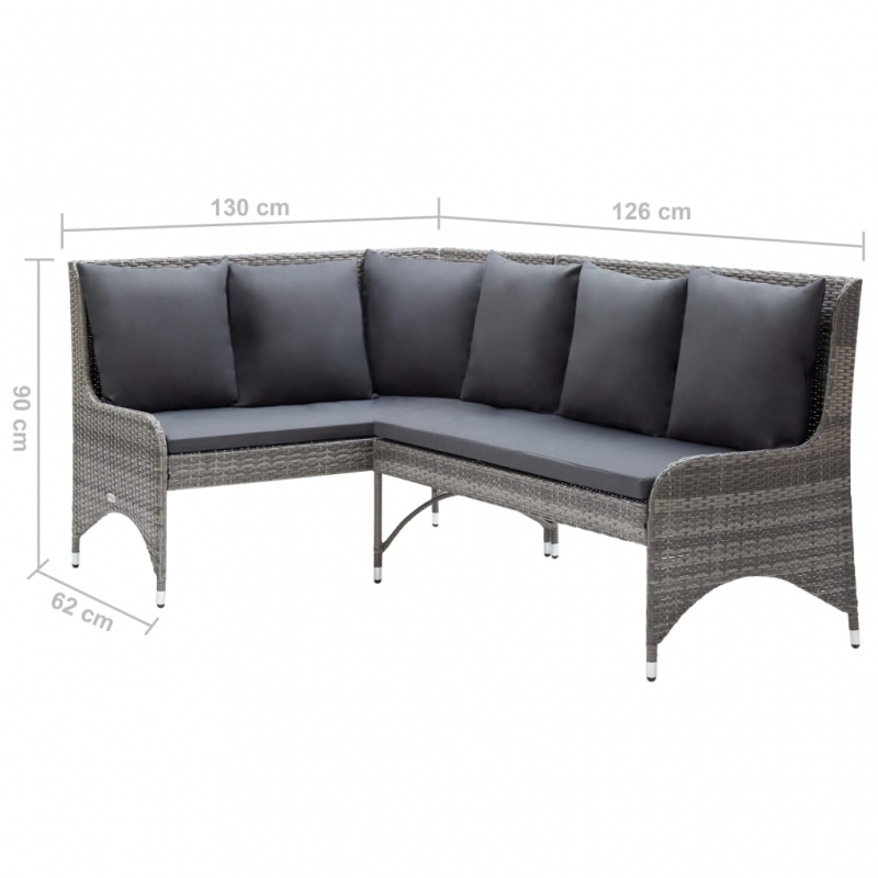 Garten-Ecksofas 2 Stk. Poly Rattan Grau