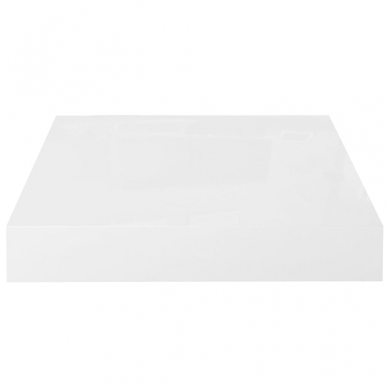 Schweberegale 2 Stk. Hochglanz-Weiß 23x23,5x3,8 cm MDF