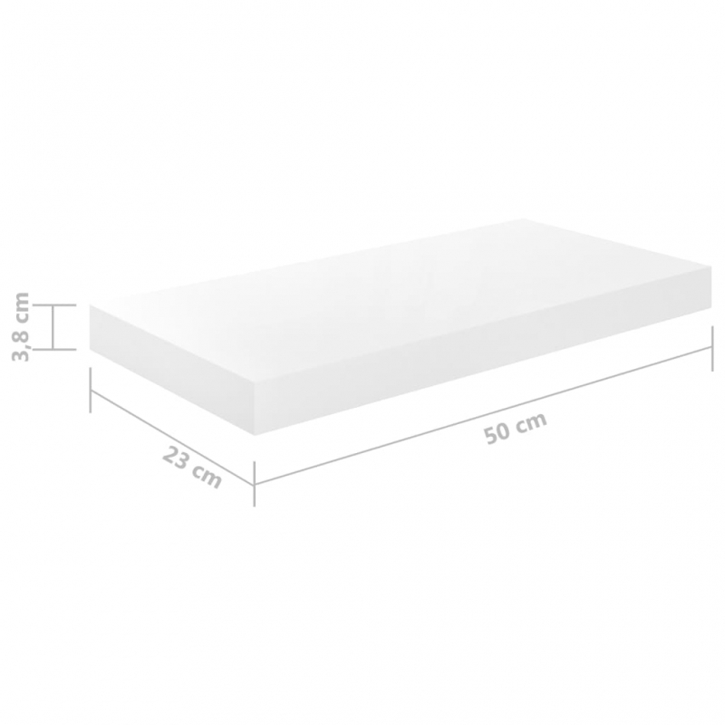 Schweberegale 4 Stk. Hochglanz-Weiß 50x23x3,8 cm MDF