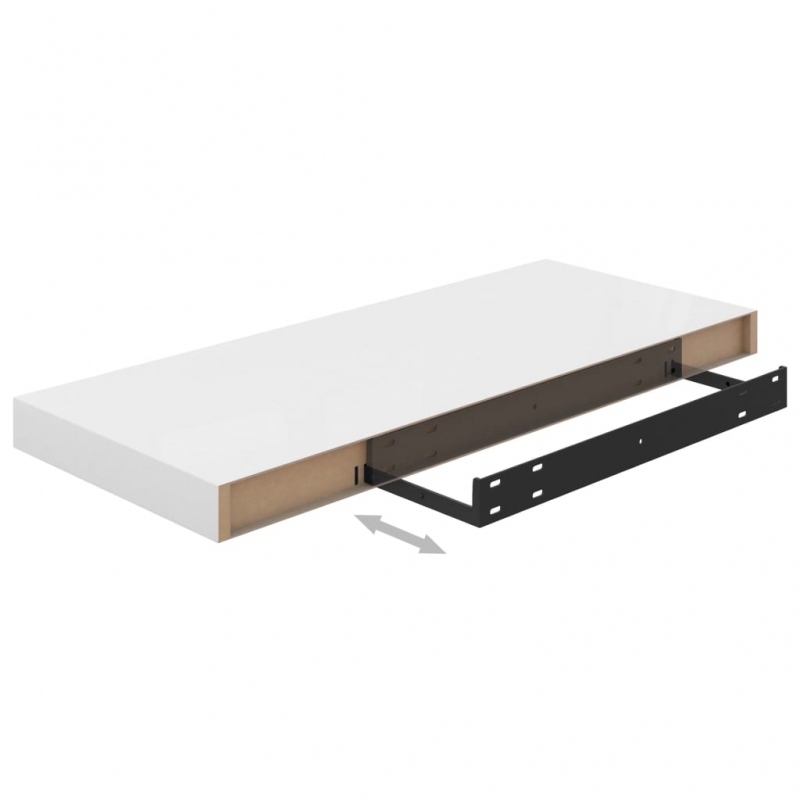 Schweberegale 4 Stk. Hochglanz-Weiß 60x23,5x3,8 cm MDF