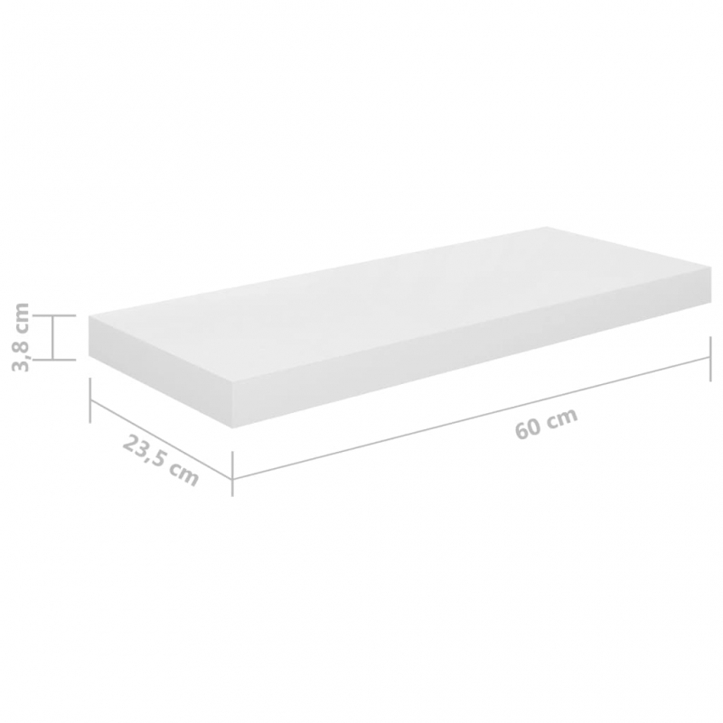 Schweberegale 4 Stk. Hochglanz-Weiß 60x23,5x3,8 cm MDF