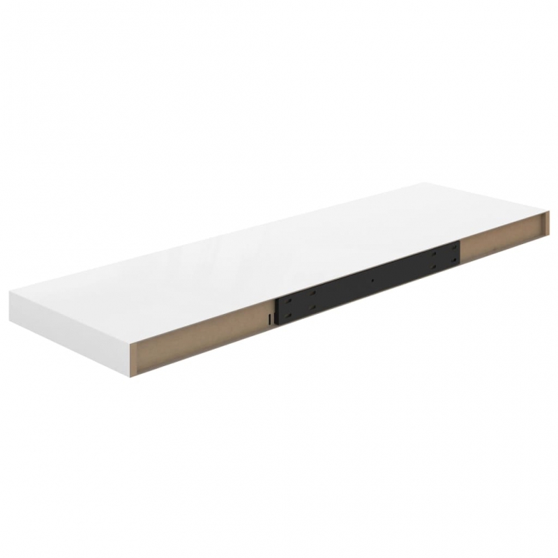 Schweberegale 4 Stk. Hochglanz-Weiß 80x23,5x3,8 cm MDF