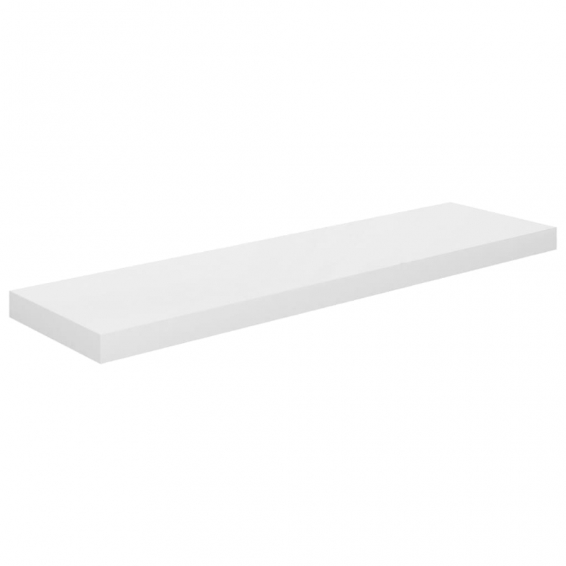 Schweberegale 2 Stk. Hochglanz-Weiß 90x23,5x3,8 cm MDF