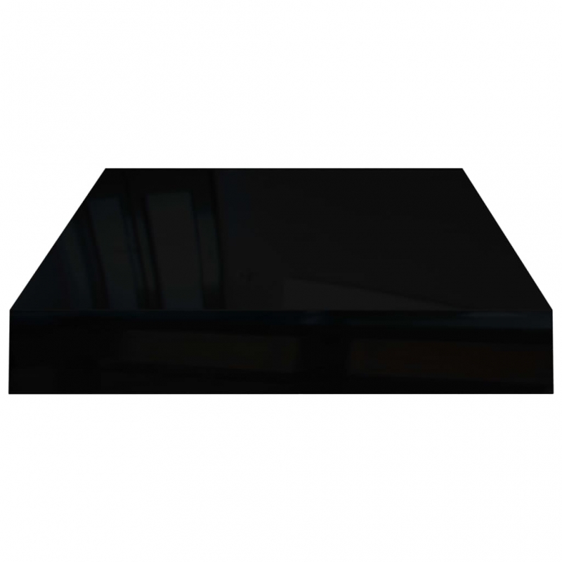 Schweberegale 4 Stk. Hochglanz-Schwarz 40x23x3,8 cm MDF