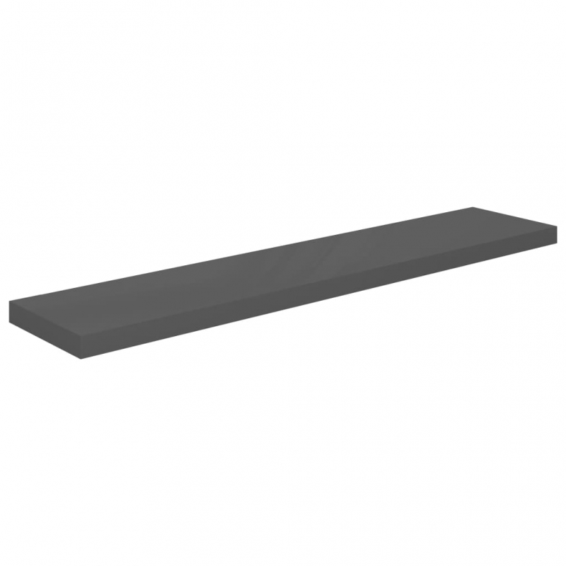 Schweberegale 4 Stk. Hochglanz-Grau 120x23,5x3,8 cm MDF
